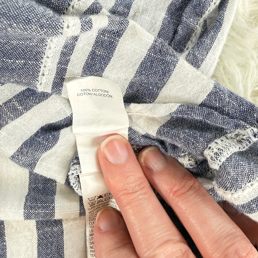 Lucky Brand Womens Blue White Striped Cotton Henley Top Long Sleeve Size Large - Picture 9 of 11